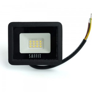 Светодиодный прожектор SAFFIT SFL90-10 2835SMD, 10W 4000K AC220V/50Hz IP65, черный в компактном корпусе 55074