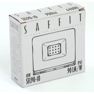 Светодиодный прожектор SAFFIT SFL90-10 2835SMD, 10W 6400K AC220V/50Hz IP65, черный в компактном корпусе 55067