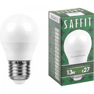 Светодиодная лампа SAFFIT SBG4513, G45 шар, 13W 230V E27 2700К, 1070Lm 55160