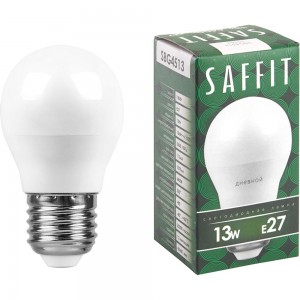 Светодиодная лампа SAFFIT SBG4513, G45 шар, 13W 230V E27 6400К, 1070Lm 55162