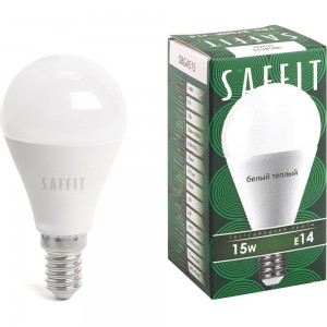 Светодиодная лампа SAFFIT SBG4515 Шарик E14 15W 2700K, 55209