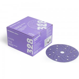 Диск шлифовальный на пленочной основе 328 Purple Zirconia Multi holes Р1500, 100 шт, 150 мм SANDWOX 328.150.1500.LC