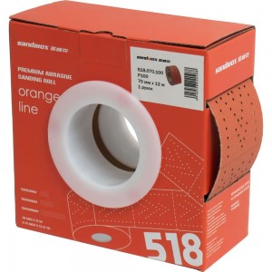 Рулон шлифовальный на бумажной основе 518 Orange Ceramic (70 мм, 12 м, Р80, 1 рулон) SANDWOX 518.070.080