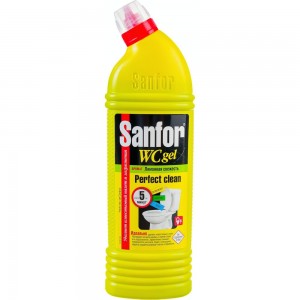 Средство для уборки туалета 1кг WC gel лимонный фреш SANFOR 1954 601957