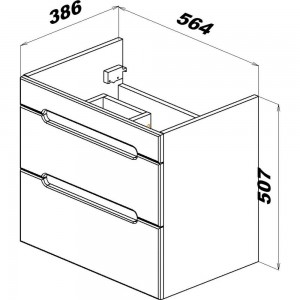 Комплект: Подвесная тумба Sanstar Адель 60, 2 ящика, белый, мебельный умывальник Фостер 60 171.1-1.4.1.К