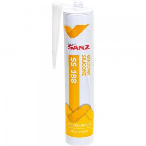 Санитарный силиконовый герметик SANZ SS-188 прозрачный, 280 мл. 188-7424-C