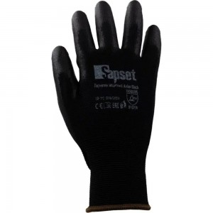 Перчатки для складских и строительных работ с покрытием из полиуретана SAPSET Avior Black 1 пара, размер 7 Aviorblack7.1