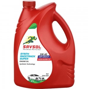Моторное масло SAVSOL SSS синтетическое, 5W-40, ACEA A3/B4-16, API SN/CF, 4 л SS05-004