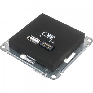 Розетка USB A+С Schneider Electric AtlasDesign Карбон 5В/2,4А, 2х5В/1,2 А ATN001039