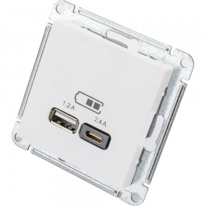Розетка USB A+С Schneider Electric AtlasDesign Белый 5В/2,4 А, 2х5В/1,2 А ATN000139