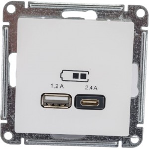 Розетка USB A+С Schneider Electric AtlasDesign Белый 5В/2,4 А, 2х5В/1,2 А ATN000139