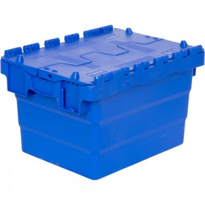 Ящик Sembol Plastik п/э 400x300x264 сплошной синий с крышкой 21815