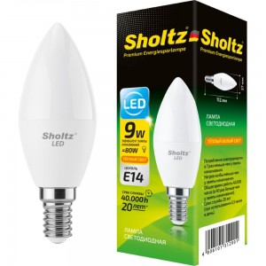Светодиодная лампа Sholtz свеча 9Вт E14 2700К 220В LEC3129