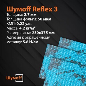 Вибродемпфирующий материал Шумофф Reflex 3 10 листов в пачке НФ-00001878