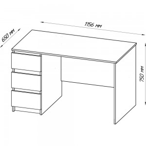 Письменный стол Шведский Стандарт КАСТОР 3 ящика, 115x65x75 см, бежевый, дуб сонома 2.03.06.090.3