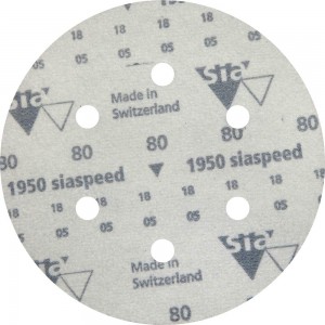 Круг шлифовальный на липучке siaspeed 1950 (5+1 шт; 150 мм; 6 отверстий; P80) sia Abrasives ss6-150-6-080