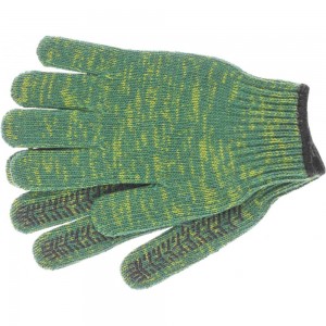 Трикотажные усиленные перчатки СИБРТЕХ гелевое ПВХ-покрытие, 7 класс, зеленые 68184