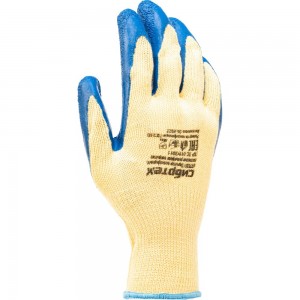 Трикотажные полиэфирные перчатки СИБРТЕХ латексное рельефное покрытие, 10 677535