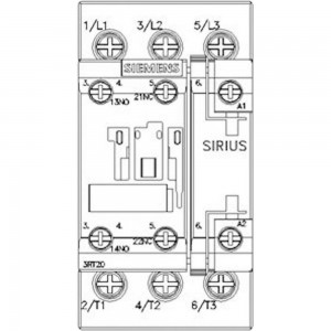 Контактор Siemens 3 полюса AC-3, 11КВТ/400В, Блок-Контакты 1НО+1НЗ 3RT20261AB00