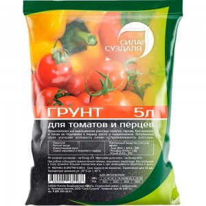 Грунт для томатов и перцев Сила Суздаля Black, 5 л 4680004061588