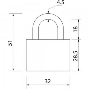 Навесной замок Сималенд 32 мм, влагозащищенный, короткая дужка, 3 ключа 5392202