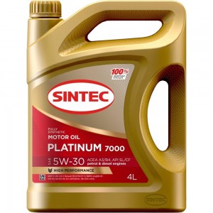 Моторное масло Sintec 5W-30 Platinum SL/CF, 4 л, синтетическое