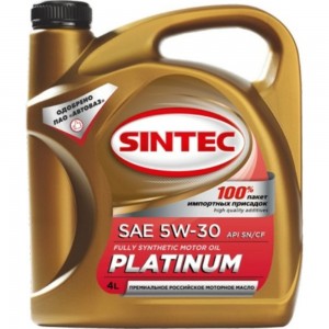 Моторное масло Sintec 5W-30 Platinum SL/CF, 4 л, синтетическое