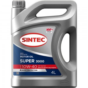 Моторное полусинтетическое масло Sintec Super 3000 10W-40 SG/CD 4л 600240