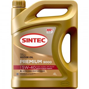 Моторное синтетическое масло Sintec PREMIUM SAE 5W-40 API SN, ACEA A3/B4, 4 л 801971