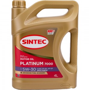 Моторное синтетическое масло Sintec PLATINUM SAE 5W-30 API SN, ILSAC GF-5, 4 л 801973