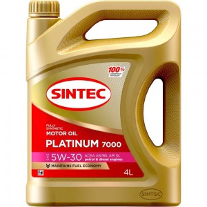 Моторное масло Sintec Platinum 7000 SAE 5W-30 API SL, ACEA A5/B5 4 л 600158