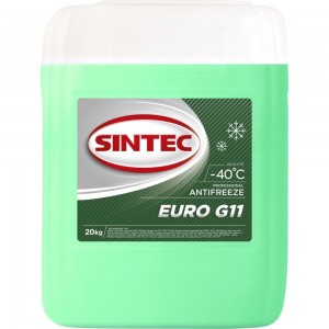 Антифриз Sintec EURO G11 (-40) зеленый 20 кг, гибридный, силикатный 800521