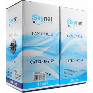Кабель SkyNet Premium FTP indoor 4x2x0,51, медный, FLUKE TEST, кат.5e, однож., 305 м, box, серый CSP-FTP-4-CU