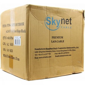 Кабель SkyNet Premium FTP outdoor 4x2x0,51 на тросу, медный, FLUKE TEST, кат.5e, однож., 305 м, CSP-FTP-4-CU-OUTR