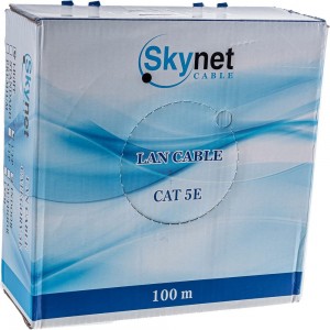 Кабель SkyNet Light UTP indoor 4x2x0,46, медный, FLUKE TEST, кат.5e, однож., 100 м, box, серый CSL-UTP-4-CU/100