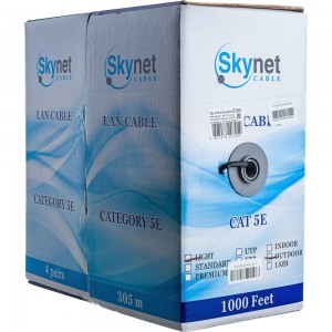 Кабель SkyNet Light FTP outdoor 4x2x0,46, медный, FLUKE TEST, кат.5e, однож., 305 м, box, черный CSL-FTP-4-CU-OUT