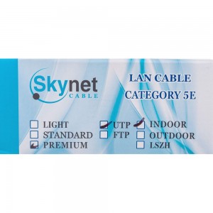 Кабель SkyNet Premium UTP indoor 4x2x0,51, медный, FLUKE TEST, кат.5e, однож., 100 м, box, серый CSP-UTP-4-CU/100