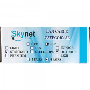 Кабель SkyNet Standart FTPoutdoor 4x2x0,48 медь FLUKETEST категории 5e однож 100м box черный CSS-FTP-4-CU-OUT/100