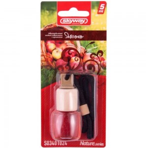 Подвесной ароматизатор - бутылочка с деревянной крышкой SKYWAY Nature.series 5 мл яблоко S03401024