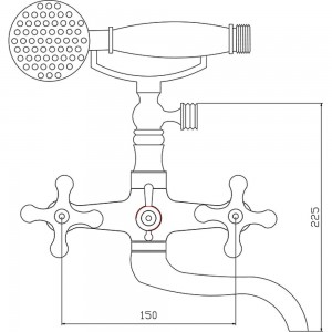 Смеситель для ванны СЛАВЕН с коротким литым изливом, переключатель флажковый, двуручный СЛ-ДВ-А30