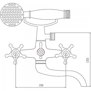 Смеситель для ванны СЛАВЕН с коротким литым изливом, переключатель флажковый, двуручный СЛ-ДВ-И30