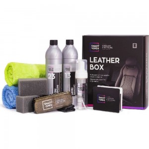 Набор автокосметики для ухода за кожей, набор автохимии для чистки и защиты кожаных изделий Smart Open LEATHER BOX 15LB