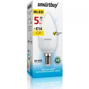 Светодиодная лампа Smartbuy LED C37-05W/3000/E14 SBL-C37-05-30K-E14
