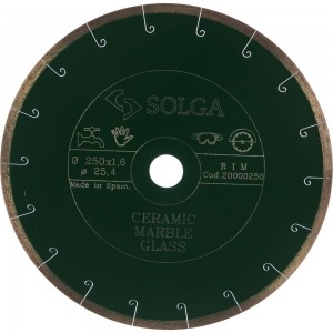 Диск алмазный сплошной (250х25,4 мм) CERAMICS MARBLE Solga Diamant 20000250