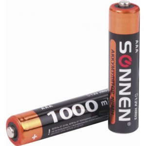 Аккумуляторные батарейки SONNEN ААA HR03 Ni-Mh 1000mAh 2шт в блистере 454237