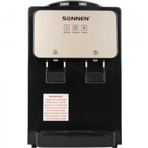 Кулер для воды SONNEN TSE-02BP, настольный, нагрев/охлаждение электронное, 2 крана, черный 455621