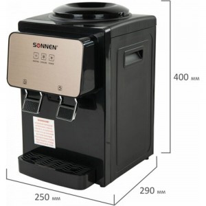 Кулер для воды SONNEN TSE-02BP, настольный, нагрев/охлаждение электронное, 2 крана, черный 455621