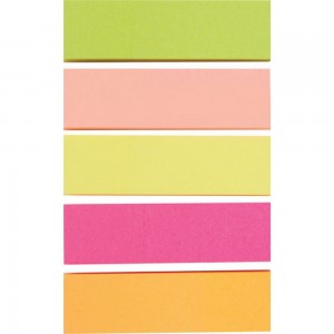 Бумажные неоновые клейкие закладки STAFF 50х14 мм, 5 цветов x 50 листов 129359