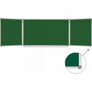 Магнитная доска для мела Staff 3-х элементная, 100x150/300 см, 5 рабочих поверхностей, зеленая 238009