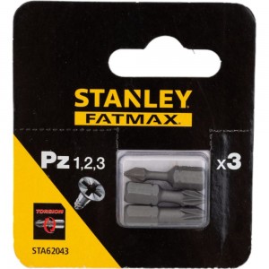 Биты FATMAX TORSION PZ1, 2, 3x25 мм, 3 шт Stanley STA62043-XJ
